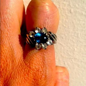 Genuine sterling silver blue topaz ring.